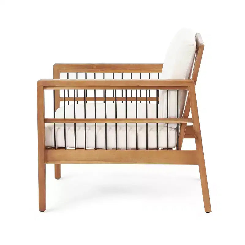 Christopher Knight Home Elias Fauteuil club d'extérieur en bois d'acacia et fer avec coussins