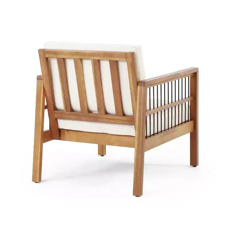 Christopher Knight Home Elias Fauteuil club d'extérieur en bois d'acacia et fer avec coussins