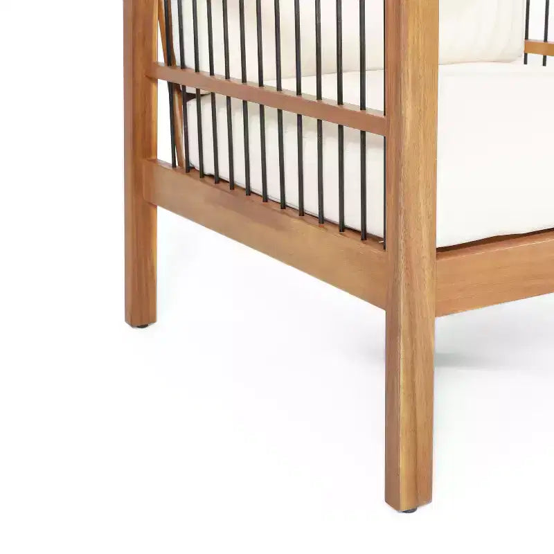 Christopher Knight Home Elias Fauteuil club d'extérieur en bois d'acacia et fer avec coussins