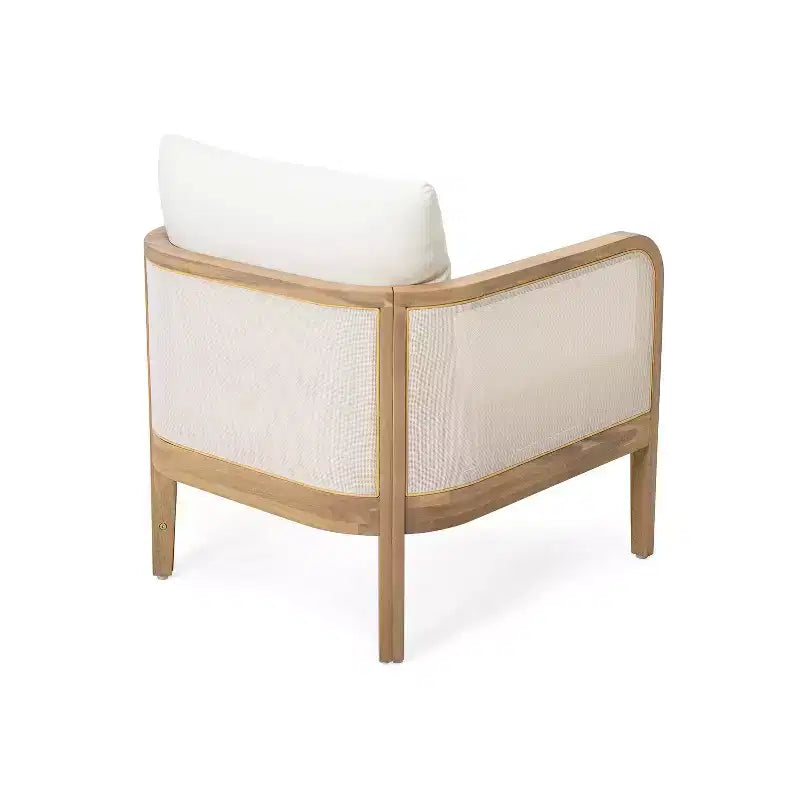 Chaises d'appoint d'extérieur bohème Okak Fauteuils club rembourrés, lot de 1/2, sièges de conversation de patio en acacia pour véranda, jardin et cour arrière, 180 kg max