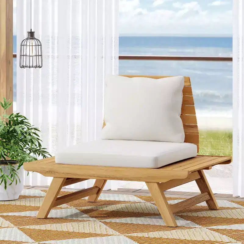 Okak Boho Fauteuil de club sans accoudoirs rembourré, chaises de piscine en forme de A pour jardin, véranda et arrière-cour, mobilier de patio rustique