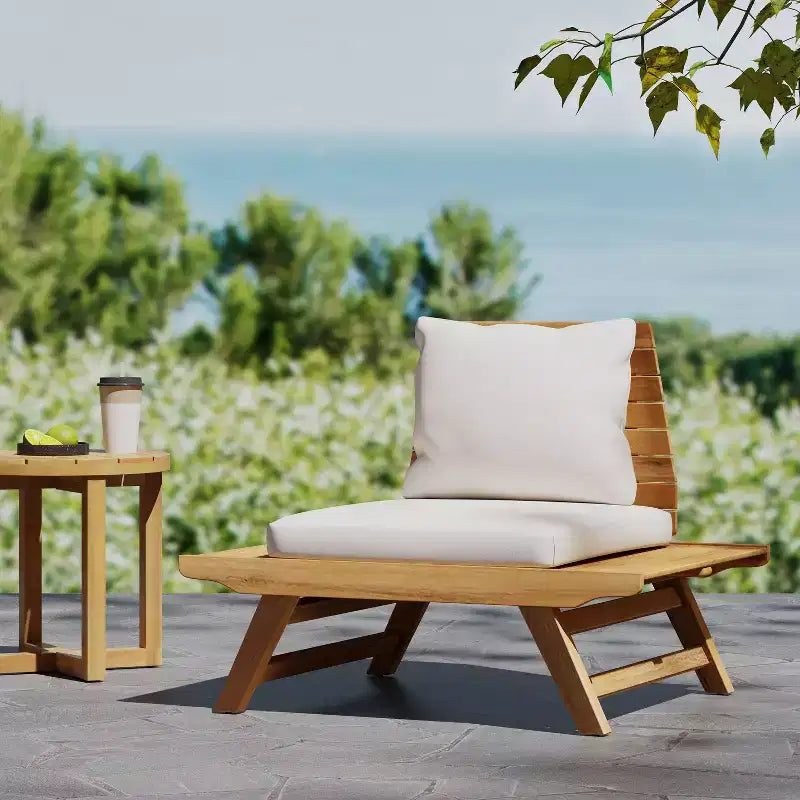 Okak Boho Fauteuil de club sans accoudoirs rembourré, chaises de piscine en forme de A pour jardin, véranda et arrière-cour, mobilier de patio rustique