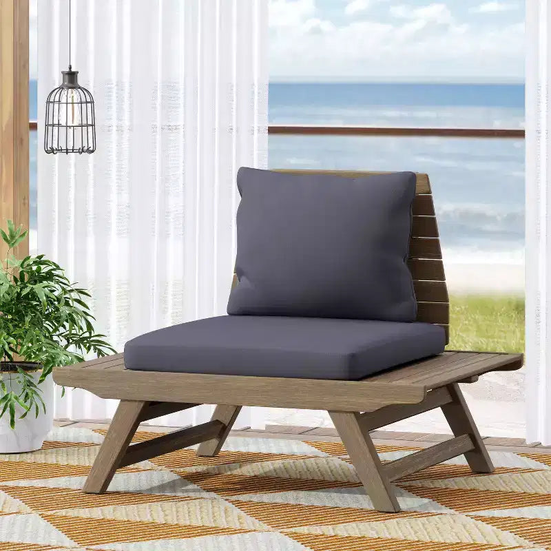 Okak Boho Fauteuil de club sans accoudoirs rembourré, chaises de piscine en forme de A pour jardin, véranda et arrière-cour, mobilier de patio rustique
