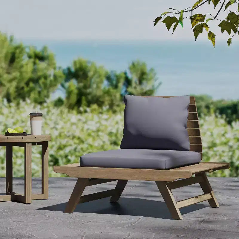 Okak Boho Fauteuil de club sans accoudoirs rembourré, chaises de piscine en forme de A pour jardin, véranda et arrière-cour, mobilier de patio rustique