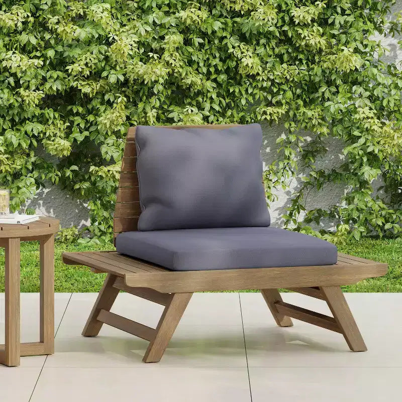 Okak Boho Fauteuil de club sans accoudoirs rembourré, chaises de piscine en forme de A pour jardin, véranda et arrière-cour, mobilier de patio rustique
