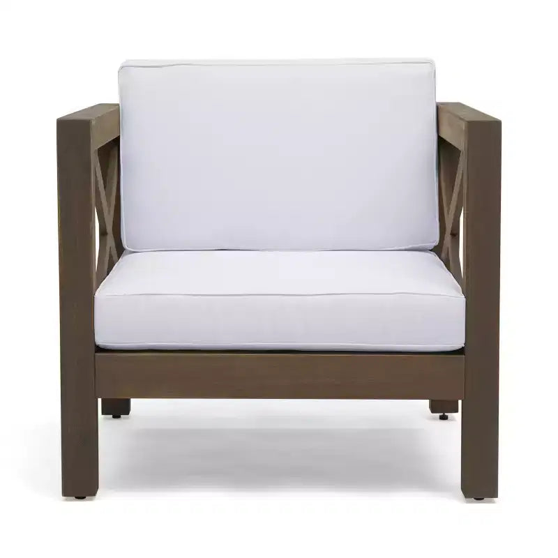 Fauteuil de jardin GDFStudio Sam en bois d'acacia avec coussin résistant à l'eau