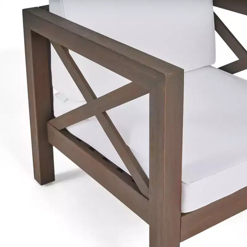 Fauteuil de jardin GDFStudio Sam en bois d'acacia avec coussin résistant à l'eau