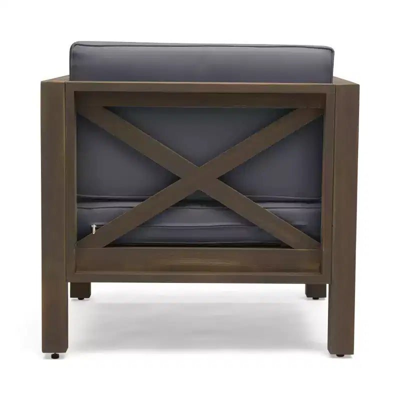 Fauteuil de jardin GDFStudio Sam en bois d'acacia avec coussin résistant à l'eau
