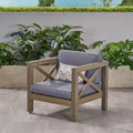 GDFStudio Sam Outdoor Patio Acacia Wood Club Chair with Water-Resistant Cushion
