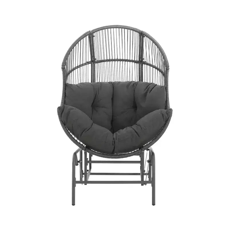 Fauteuil suspendu de jardin Okak 20, en rotin tressé, fauteuil planeur, fauteuil d'appoint surdimensionné pour porche, jardin et arrière-cour, chaise longue moderne et rustique