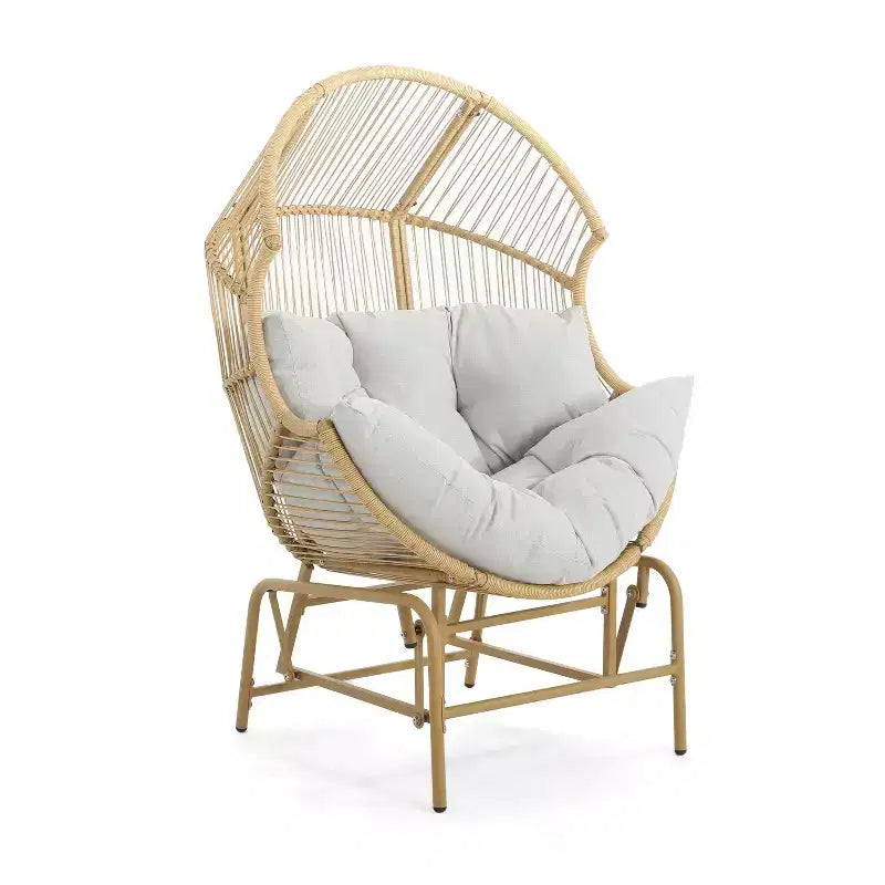 Fauteuil suspendu de jardin Okak 20, en rotin tressé, fauteuil planeur, fauteuil d'appoint surdimensionné pour porche, jardin et arrière-cour, chaise longue moderne et rustique