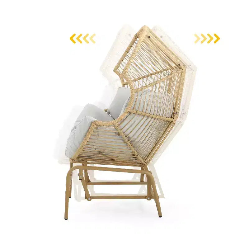 Fauteuil suspendu de jardin Okak 20, en rotin tressé, fauteuil planeur, fauteuil d'appoint surdimensionné pour porche, jardin et arrière-cour, chaise longue moderne et rustique