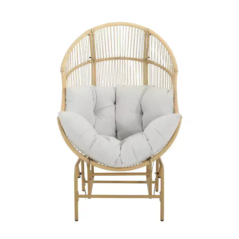 Fauteuil suspendu de jardin Okak 20, en rotin tressé, fauteuil planeur, fauteuil d'appoint surdimensionné pour porche, jardin et arrière-cour, chaise longue moderne et rustique