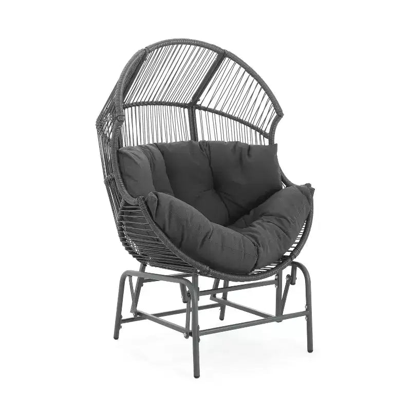 Fauteuil suspendu de jardin Okak 20, en rotin tressé, fauteuil planeur, fauteuil d'appoint surdimensionné pour porche, jardin et arrière-cour, chaise longue moderne et rustique