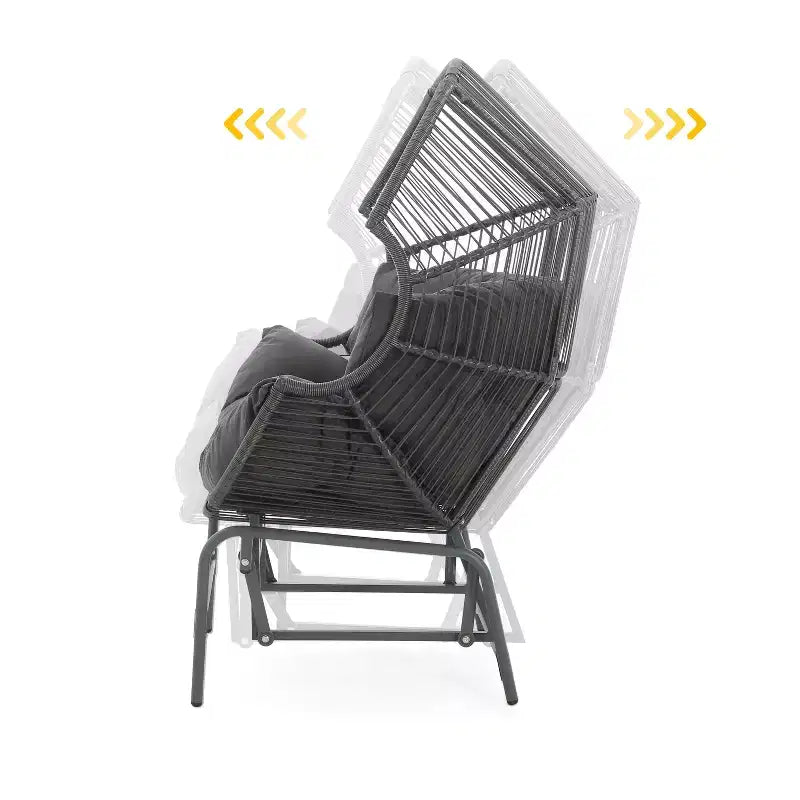 Fauteuil suspendu de jardin Okak 20, en rotin tressé, fauteuil planeur, fauteuil d'appoint surdimensionné pour porche, jardin et arrière-cour, chaise longue moderne et rustique