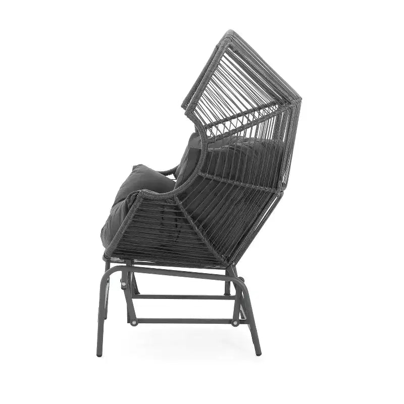 Fauteuil suspendu de jardin Okak 20, en rotin tressé, fauteuil planeur, fauteuil d'appoint surdimensionné pour porche, jardin et arrière-cour, chaise longue moderne et rustique