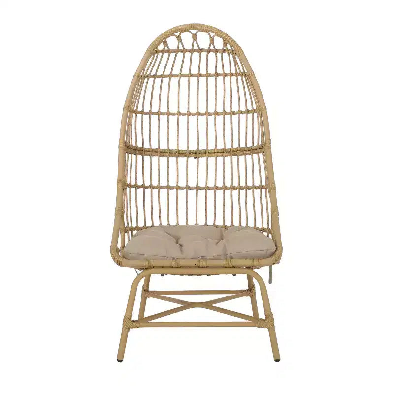 Fauteuil œuf de patio Okak 16 en rotin PE, fauteuil d'appoint, fauteuil relaxant surdimensionné pour porche, jardin et arrière-cour, fauteuil de salon moderne et rustique.