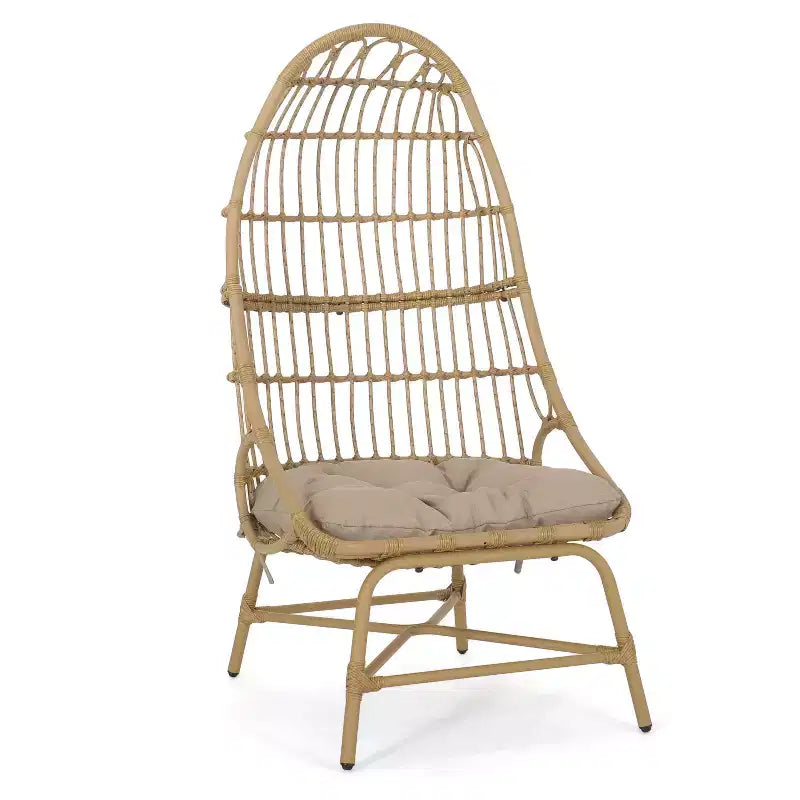 Fauteuil œuf de patio Okak 16 en rotin PE, fauteuil d'appoint, fauteuil relaxant surdimensionné pour porche, jardin et arrière-cour, fauteuil de salon moderne et rustique.