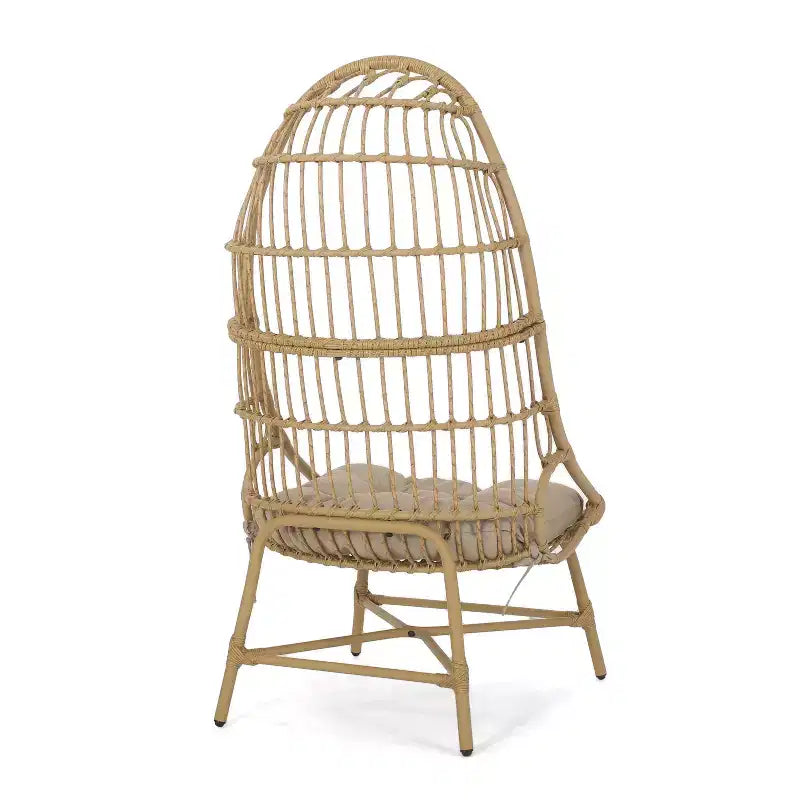 Fauteuil œuf de patio Okak 16 en rotin PE, fauteuil d'appoint, fauteuil relaxant surdimensionné pour porche, jardin et arrière-cour, fauteuil de salon moderne et rustique.