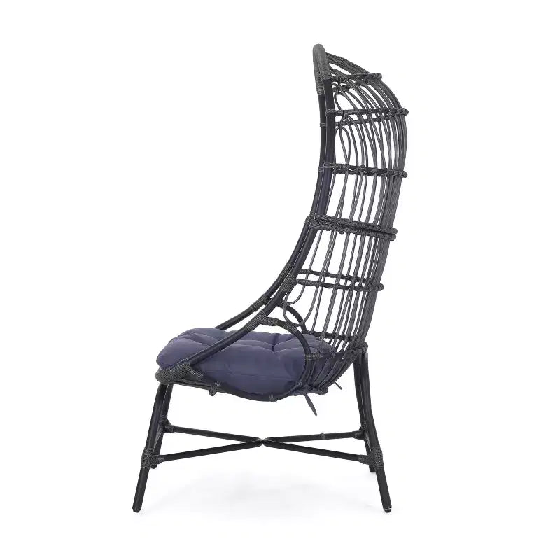 Fauteuil œuf de patio Okak 16 en rotin PE, fauteuil d'appoint, fauteuil relaxant surdimensionné pour porche, jardin et arrière-cour, fauteuil de salon moderne et rustique.