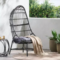 Fauteuil œuf de patio Okak 16 en rotin PE, fauteuil d'appoint, fauteuil relaxant surdimensionné pour porche, jardin et arrière-cour, fauteuil de salon moderne et rustique.