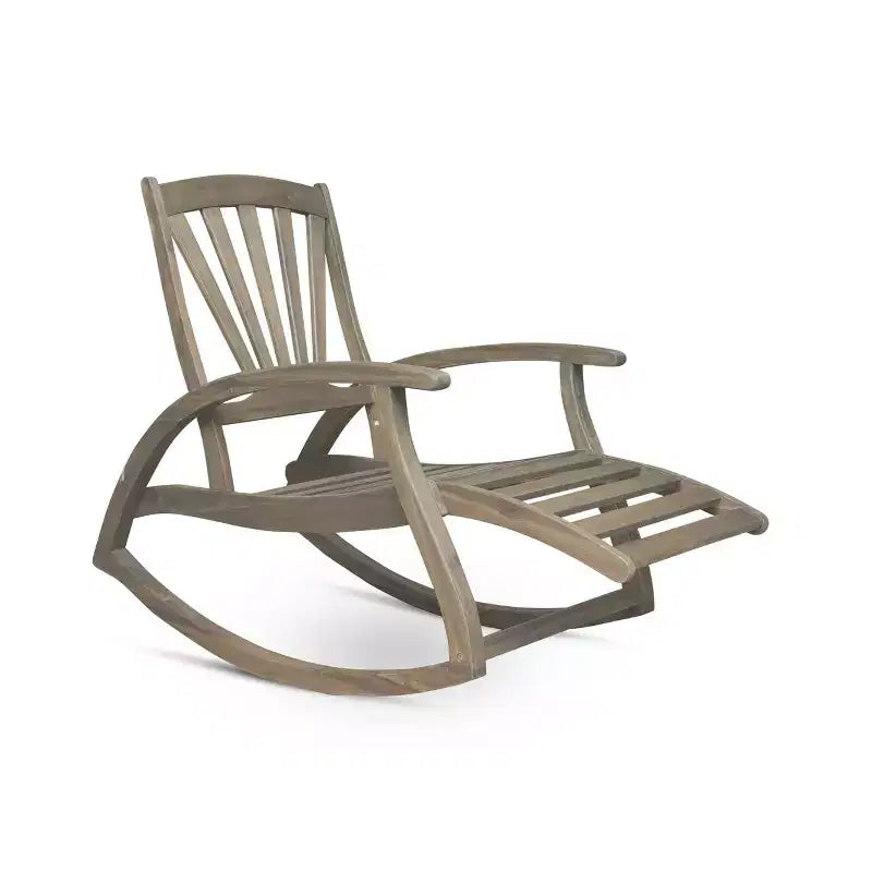 Fauteuil inclinable Okak Sleek Boho en acacia avec repose-pieds rétractable pour jardin, véranda et cour arrière, chaise longue d'extérieur