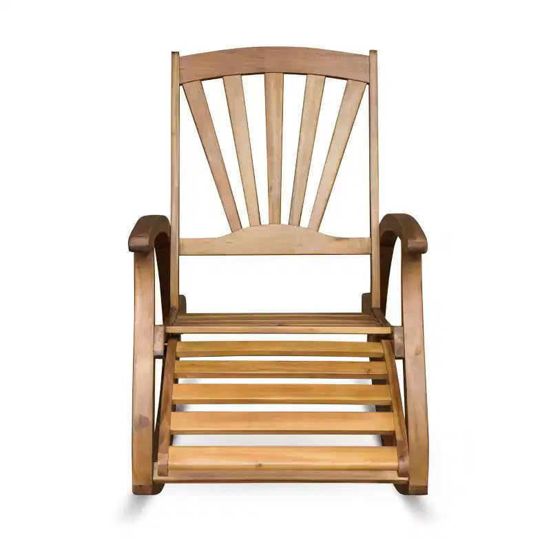 Fauteuil inclinable Okak Sleek Boho en acacia avec repose-pieds rétractable pour jardin, véranda et cour arrière, chaise longue d'extérieur