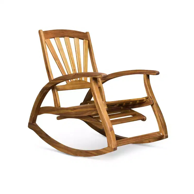 Fauteuil inclinable Okak Sleek Boho en acacia avec repose-pieds rétractable pour jardin, véranda et cour arrière, chaise longue d'extérieur
