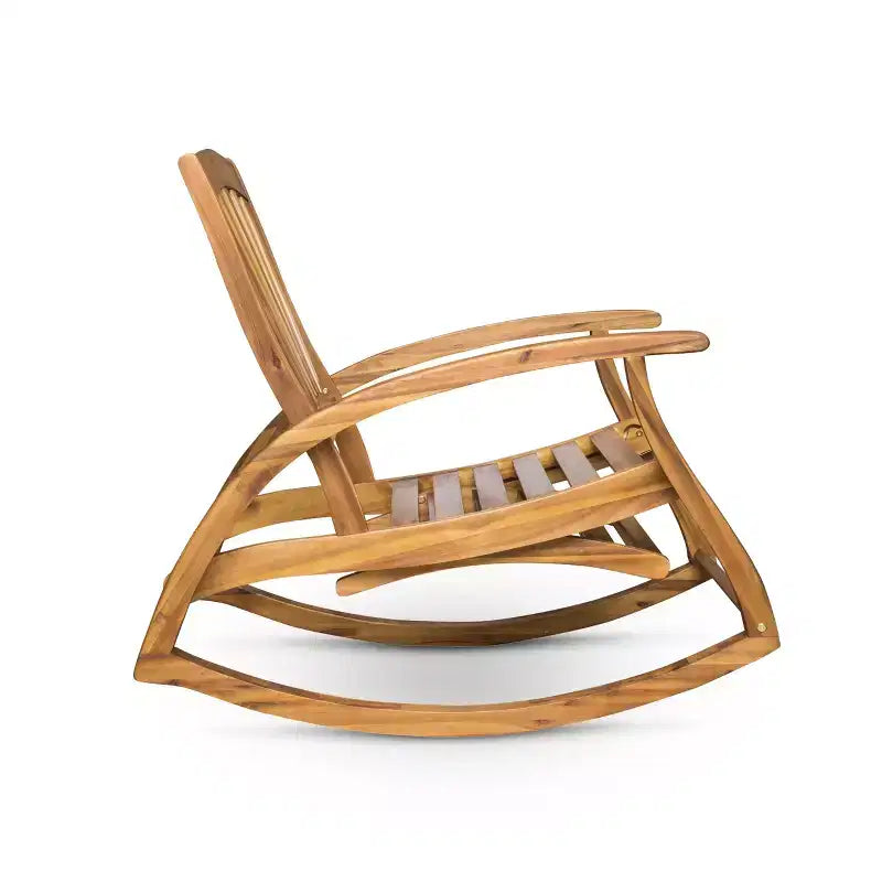 Fauteuil inclinable Okak Sleek Boho en acacia avec repose-pieds rétractable pour jardin, véranda et cour arrière, chaise longue d'extérieur