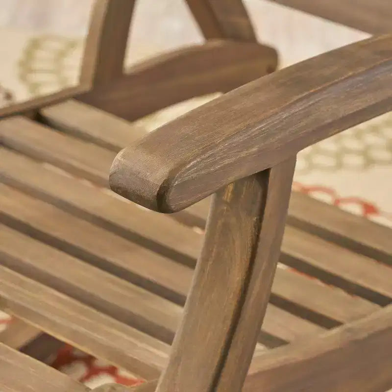 Fauteuil inclinable Okak Sleek Boho en acacia avec repose-pieds rétractable pour jardin, véranda et cour arrière, chaise longue d'extérieur