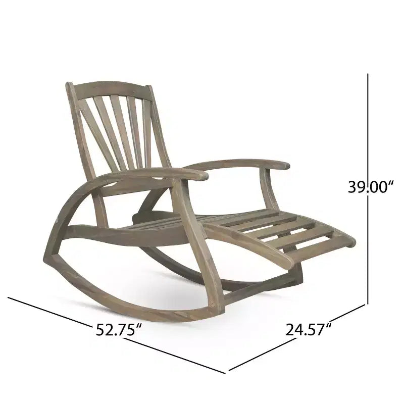 Fauteuil inclinable Okak Sleek Boho en acacia avec repose-pieds rétractable pour jardin, véranda et cour arrière, chaise longue d'extérieur