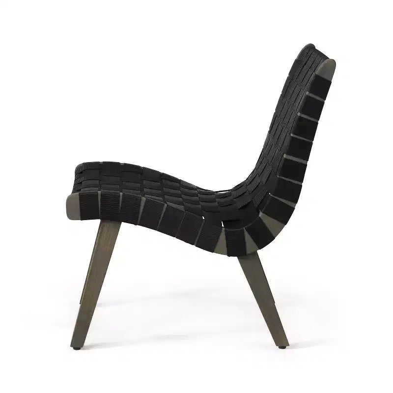 Okak 16.7 Chaises d'appoint de patio tressées en corde rustique avec sangle en acacia pour jardin, porche, piscine et arrière-cour, mobilier de jardin.