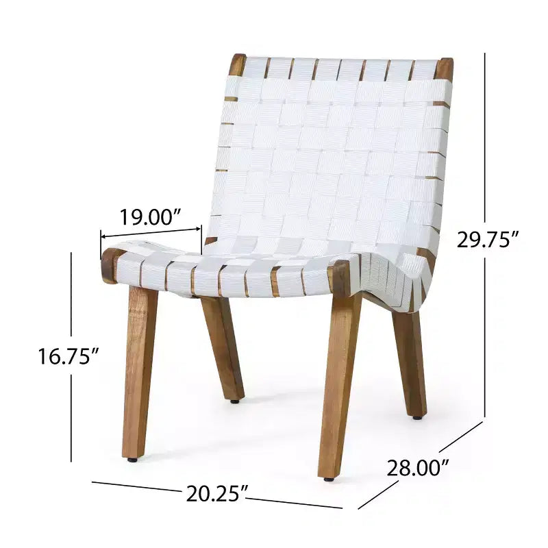 Okak 16.7 Chaises d'appoint de patio tressées en corde rustique avec sangle en acacia pour jardin, porche, piscine et arrière-cour, mobilier de jardin.