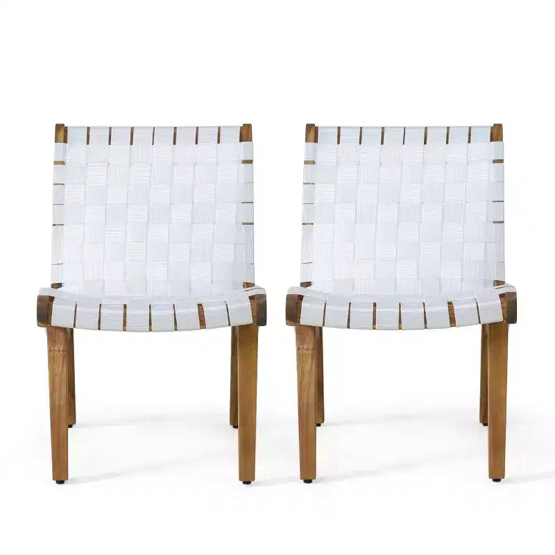 Okak 16.7 Chaises d'appoint de patio tressées en corde rustique avec sangle en acacia pour jardin, porche, piscine et arrière-cour, mobilier de jardin.