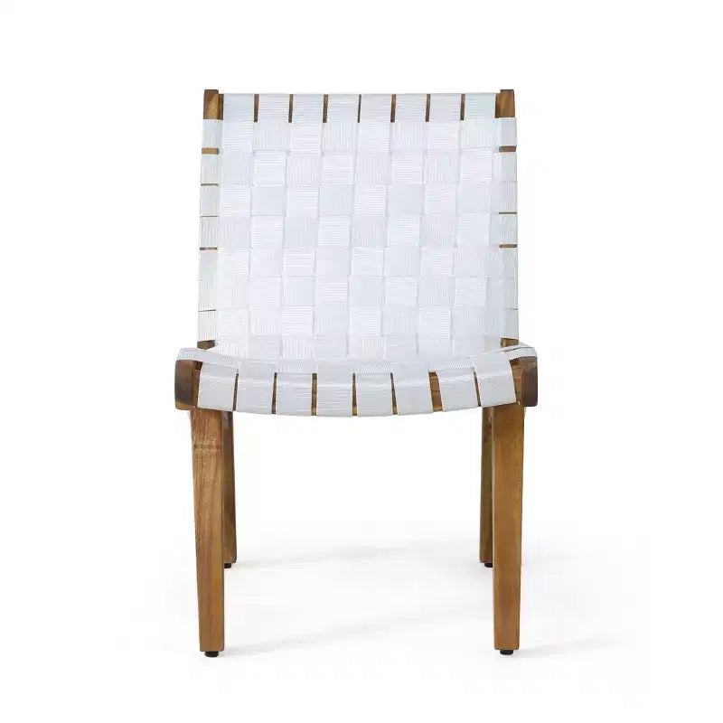 Okak 16.7 Chaises d'appoint de patio tressées en corde rustique avec sangle en acacia pour jardin, porche, piscine et arrière-cour, mobilier de jardin.
