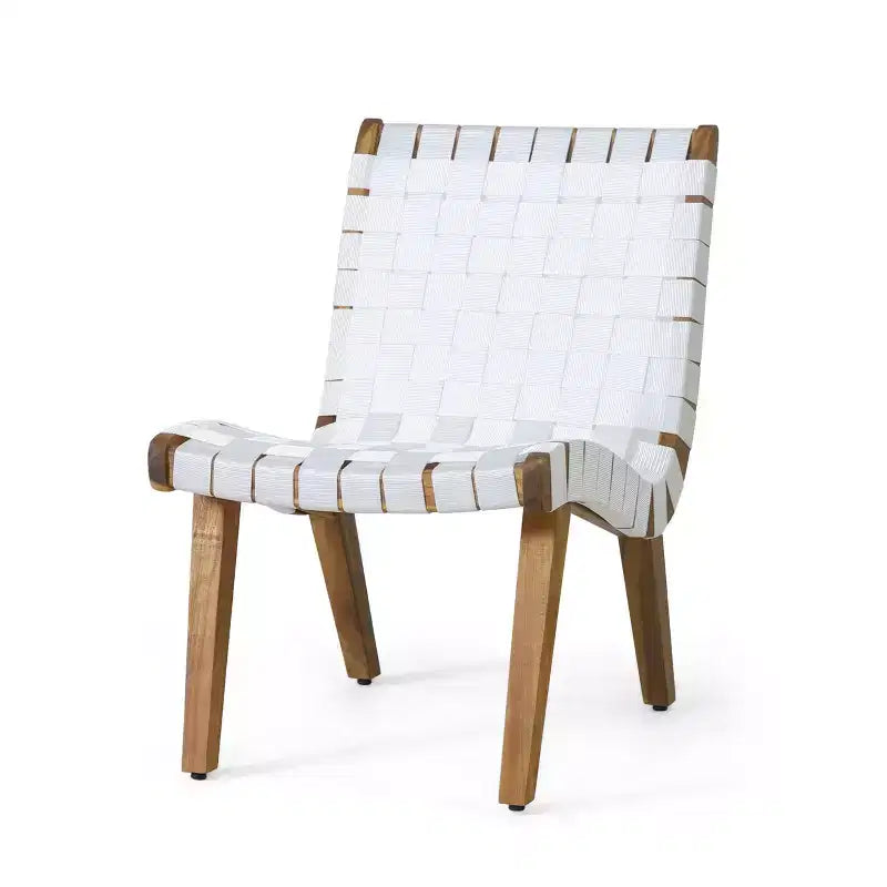 Okak 16.7 Chaises d'appoint de patio tressées en corde rustique avec sangle en acacia pour jardin, porche, piscine et arrière-cour, mobilier de jardin.