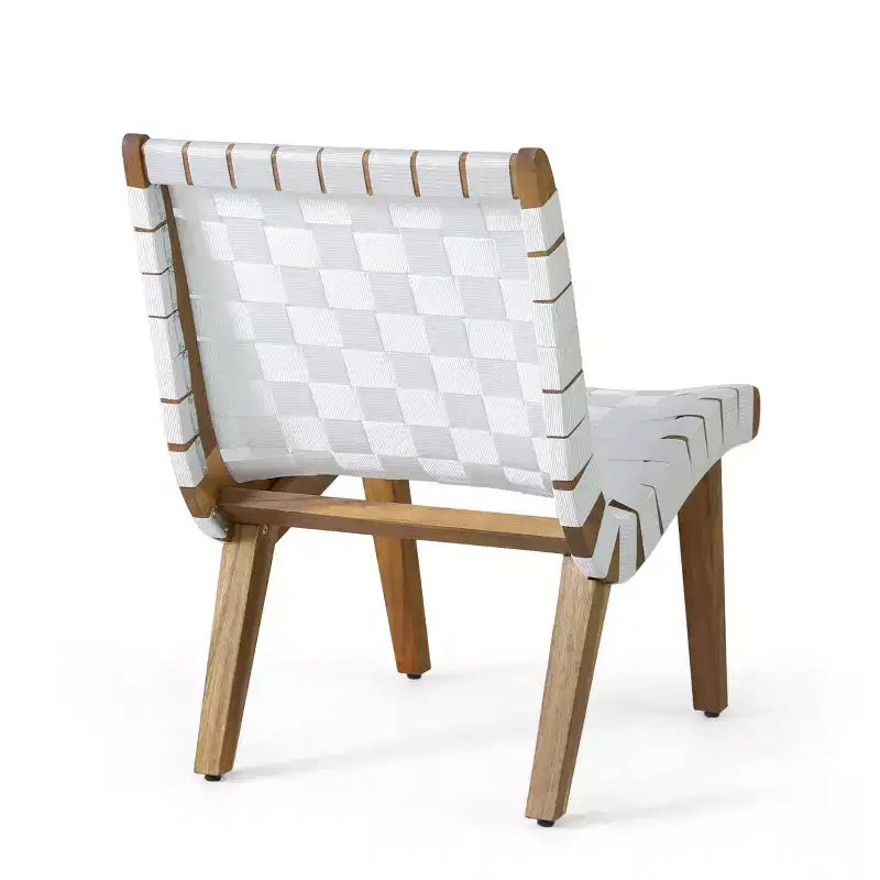 Okak 16.7 Chaises d'appoint de patio tressées en corde rustique avec sangle en acacia pour jardin, porche, piscine et arrière-cour, mobilier de jardin.