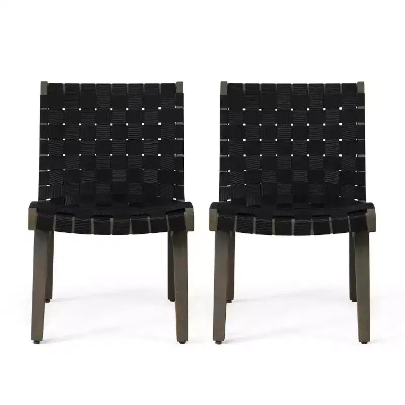 Okak 16.7 Chaises d'appoint de patio tressées en corde rustique avec sangle en acacia pour jardin, porche, piscine et arrière-cour, mobilier de jardin.