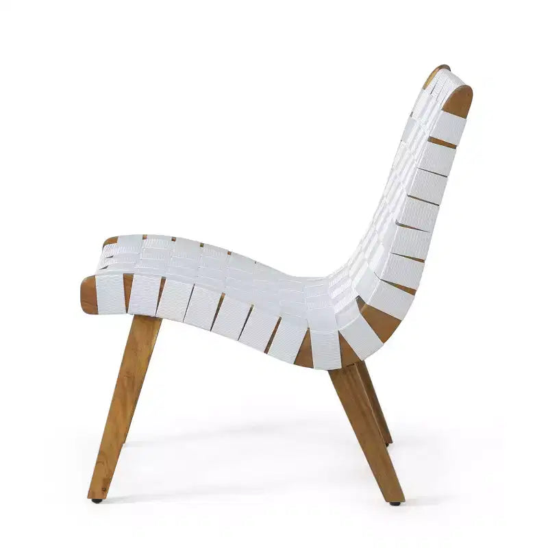 Okak 16.7 Chaises d'appoint de patio tressées en corde rustique avec sangle en acacia pour jardin, porche, piscine et arrière-cour, mobilier de jardin.