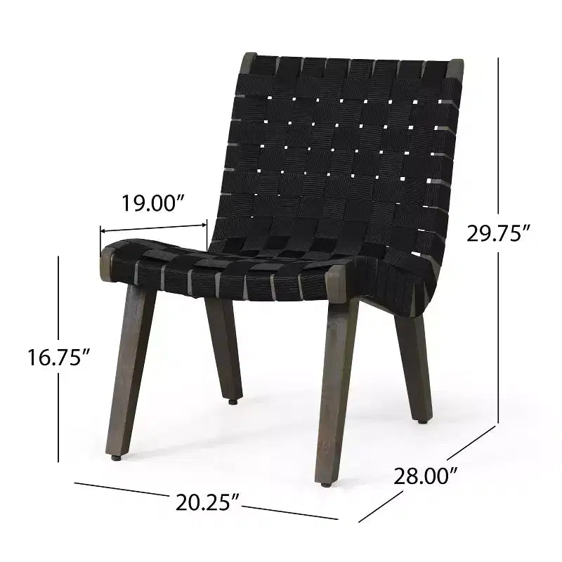 Okak 16.7 Chaises d'appoint de patio tressées en corde rustique avec sangle en acacia pour jardin, porche, piscine et arrière-cour, mobilier de jardin.