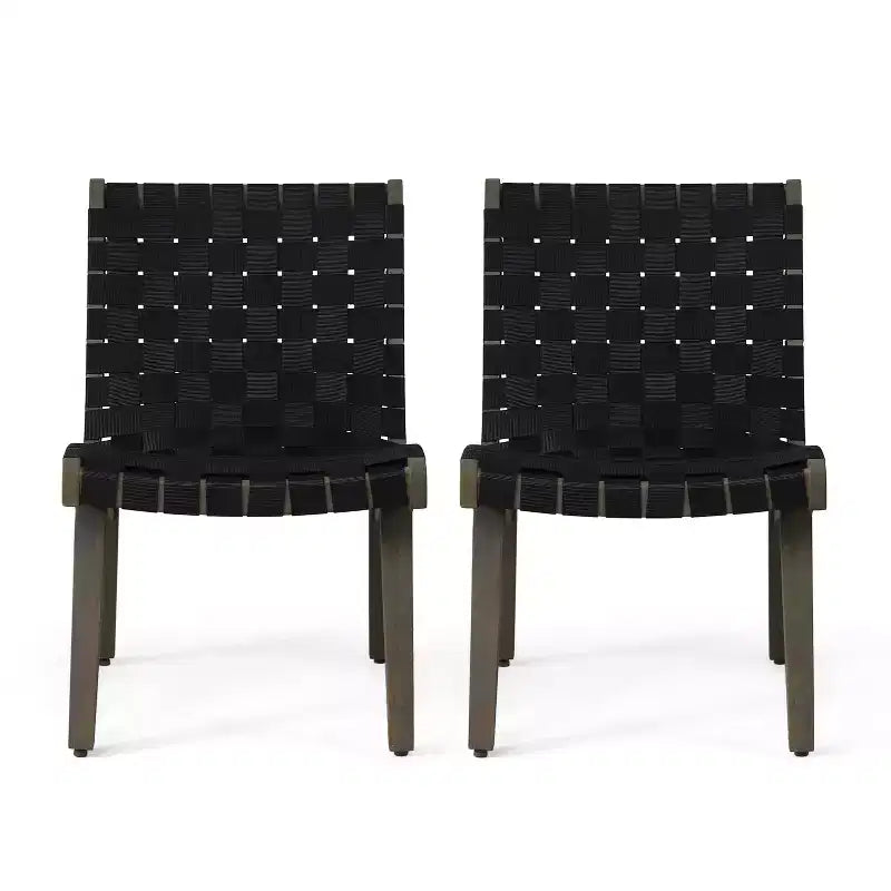 Okak 16.7 Chaises d'appoint de patio tressées en corde rustique avec sangle en acacia pour jardin, porche, piscine et arrière-cour, mobilier de jardin.