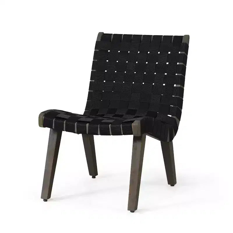 Okak 16.7 Chaises d'appoint de patio tressées en corde rustique avec sangle en acacia pour jardin, porche, piscine et arrière-cour, mobilier de jardin.