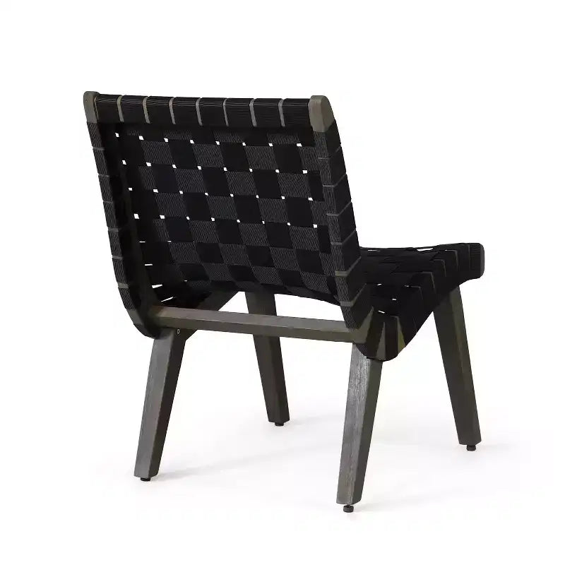 Okak 16.7 Chaises d'appoint de patio tressées en corde rustique avec sangle en acacia pour jardin, porche, piscine et arrière-cour, mobilier de jardin.