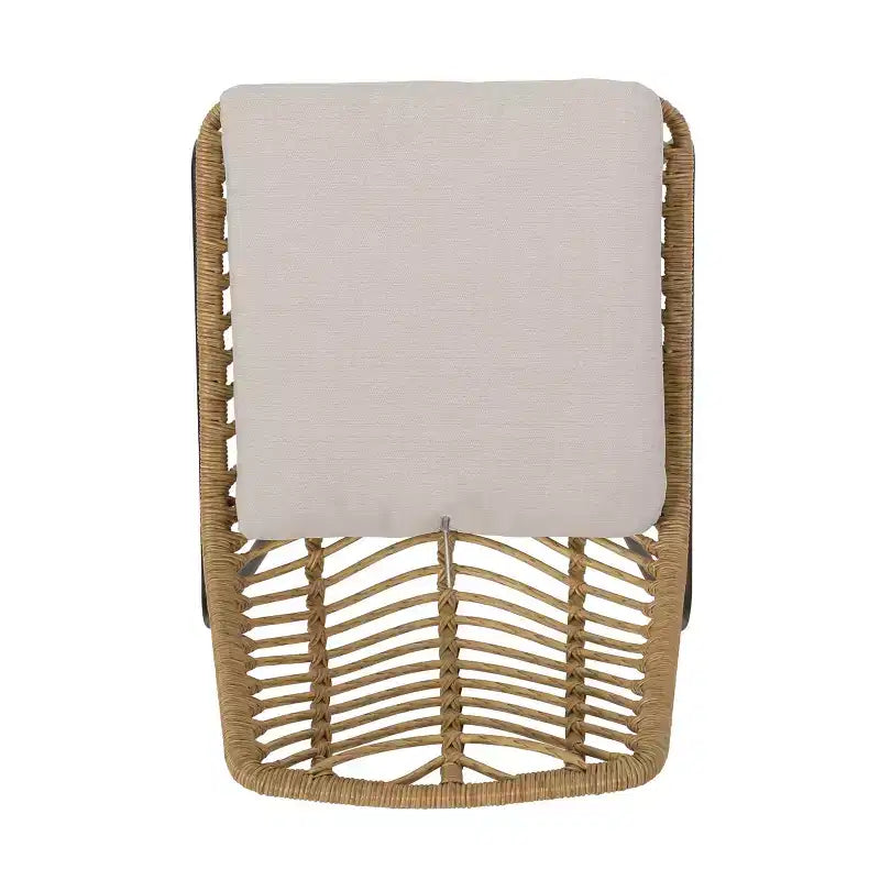 Okak 17,5 Fauteuils d'appoint de patio industriels bohèmes avec coussin, lot de 2, chaises de salle à manger d'extérieur en rotin, mobilier de patio