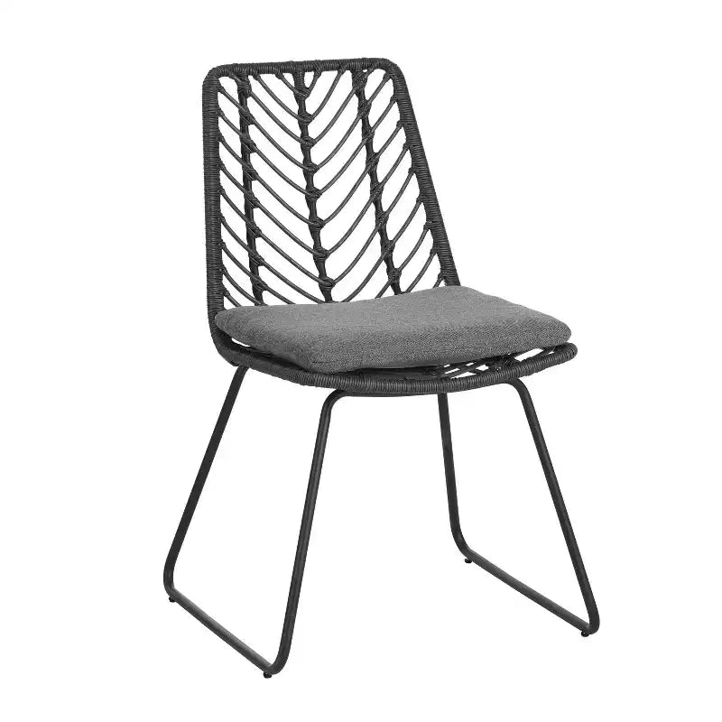 Okak 17,5 Fauteuils d'appoint de patio industriels bohèmes avec coussin, lot de 2, chaises de salle à manger d'extérieur en rotin, mobilier de patio