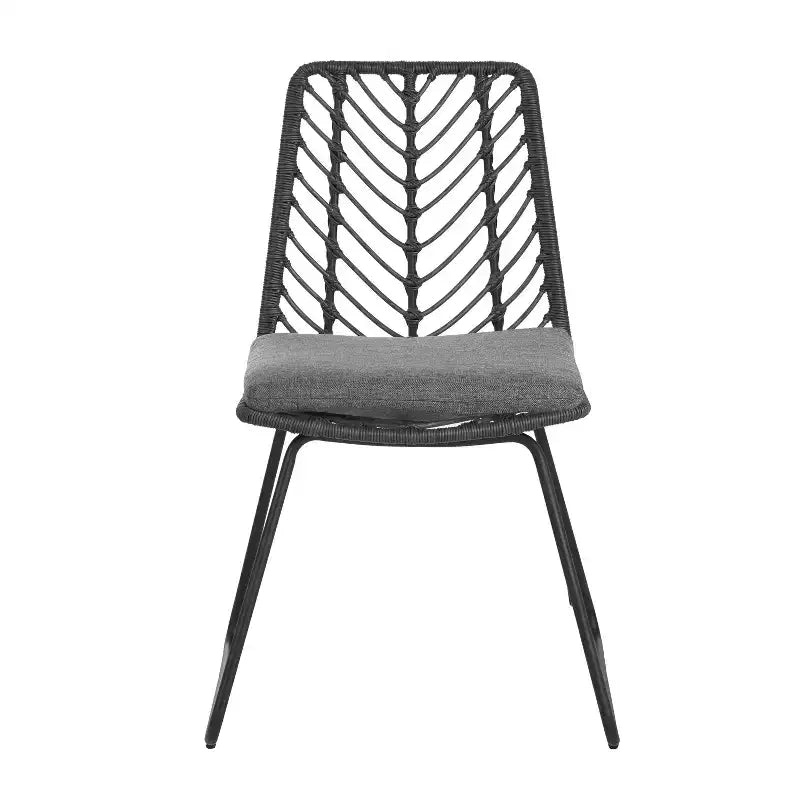 Okak 17,5 Fauteuils d'appoint de patio industriels bohèmes avec coussin, lot de 2, chaises de salle à manger d'extérieur en rotin, mobilier de patio