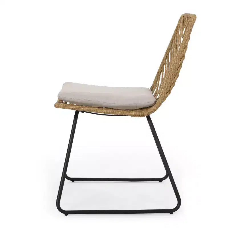 Okak 17,5 Fauteuils d'appoint de patio industriels bohèmes avec coussin, lot de 2, chaises de salle à manger d'extérieur en rotin, mobilier de patio