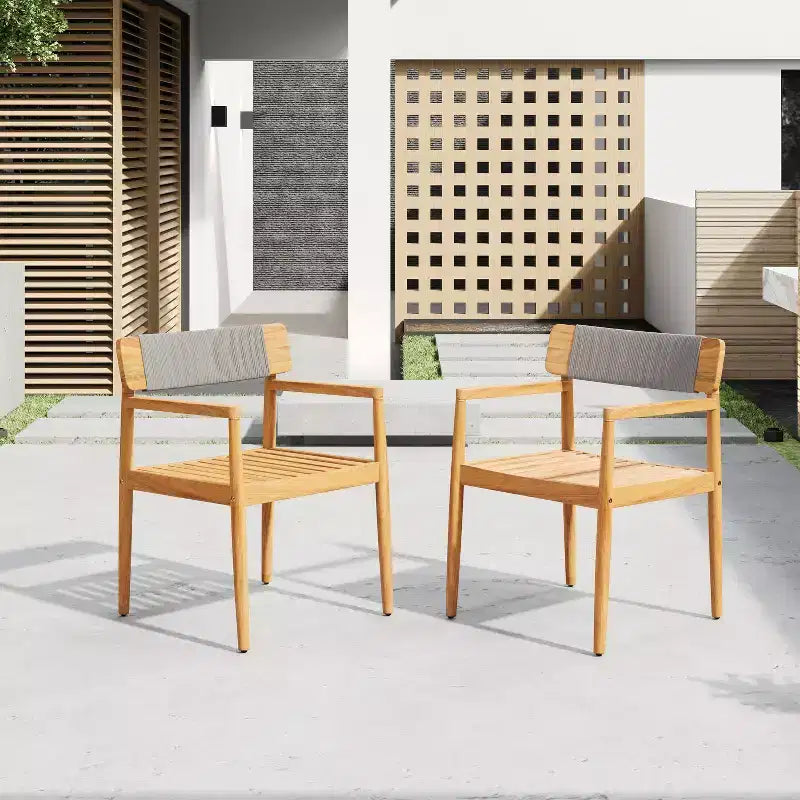 Okak 17.2 Premium Acacia Patio Dining Chairs Rustic Accent Chairs,Set of 2,Outdoor Armchair for Porch,Garden&Backyard,Patio Furniture Seating,Teak