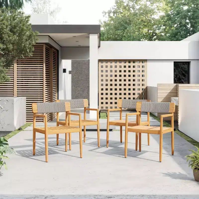 Okak 17.2 Chaises de salle à manger de patio en acacia de qualité supérieure, chaises d'appoint rustiques, lot de 2, fauteuil d'extérieur pour porche, jardin et arrière-cour, mobilier de patio, teck