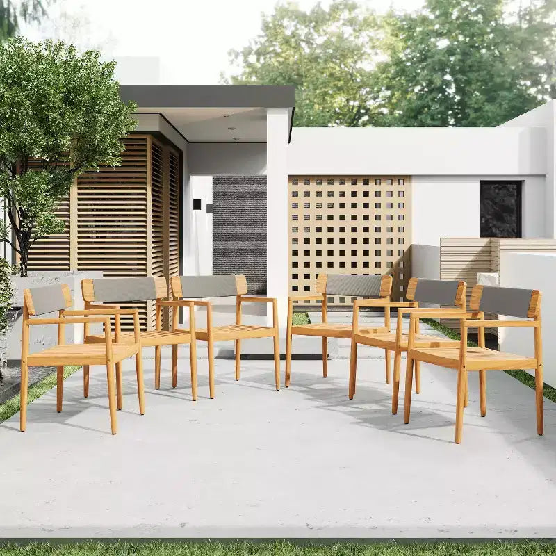 Okak 17.2 Chaises de salle à manger de patio en acacia de qualité supérieure, chaises d'appoint rustiques, lot de 2, fauteuil d'extérieur pour porche, jardin et arrière-cour, mobilier de patio, teck